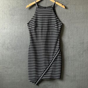 Fortune + Ivy Sleeveless Dress Women's Medium Black White Asymmetrical Stripe